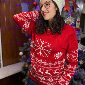 Suéter Navideño diseño Copos, Unisex