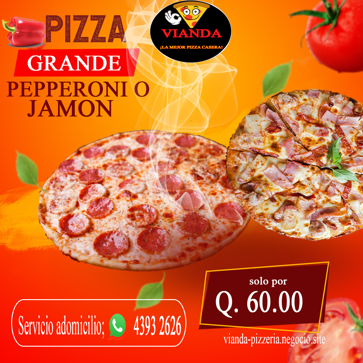 Pizza de Jamón o Pepperoni