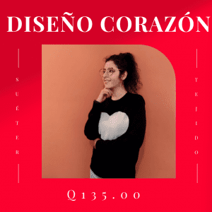 Suéter tejido, diseño Corazón