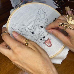 Bordado de Pastora Australiana – needle painting