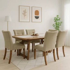 Comedor para 6 personas en madera de cedro