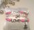 pulsera de hilo y cristal color pink